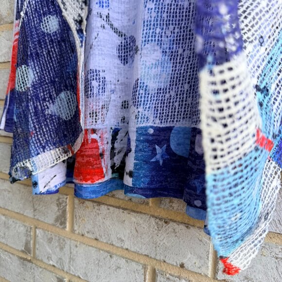 Jess & Jane Long Sleeve Round Neck Abstract Layered Blouse Size 2X  Made in USA. - Picture 7 of 8